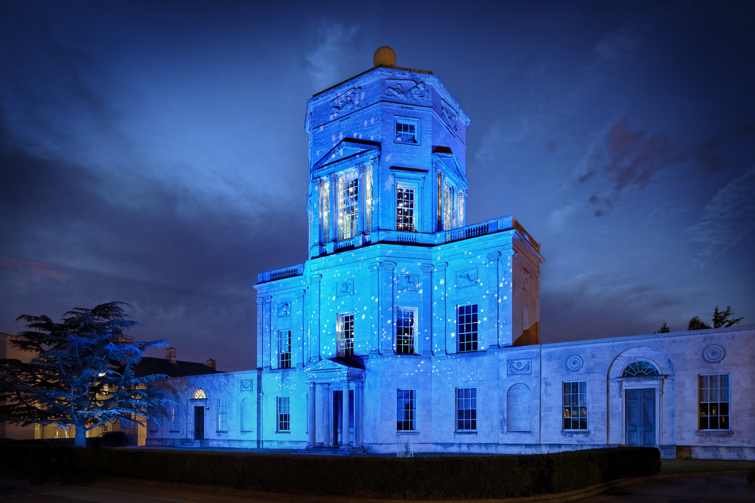  The Radcliffe Observatory building in Oxford lit up for the 2017 Night of Heritage Light. 