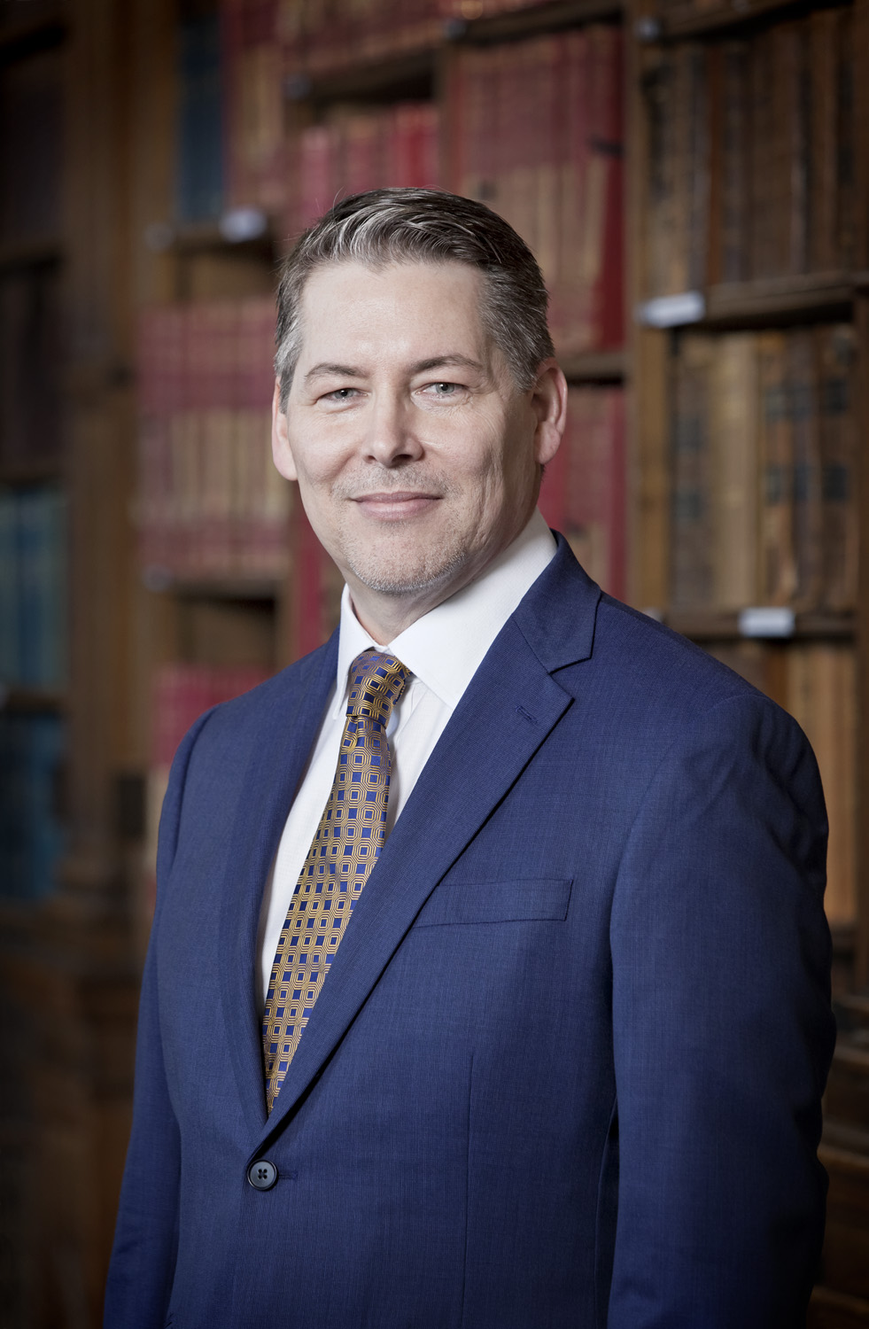  Portrait of Gary Roberson in the Goodman Library at the Oxford Union, Oxford, UK 