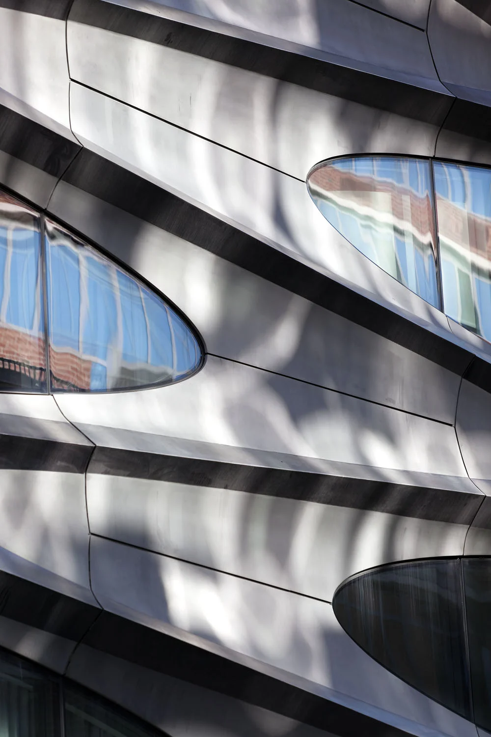 Detail of 520, West 28th Street by Zaha Hadid. Shot from and around the High Line, Manhattan, New York City, USA.