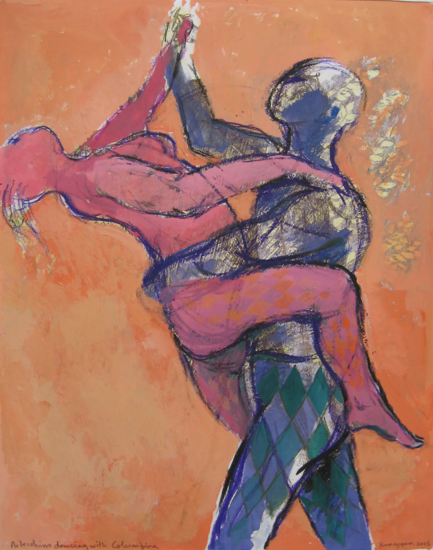 Arlecchino dancing with Columbina, 2006.jpg