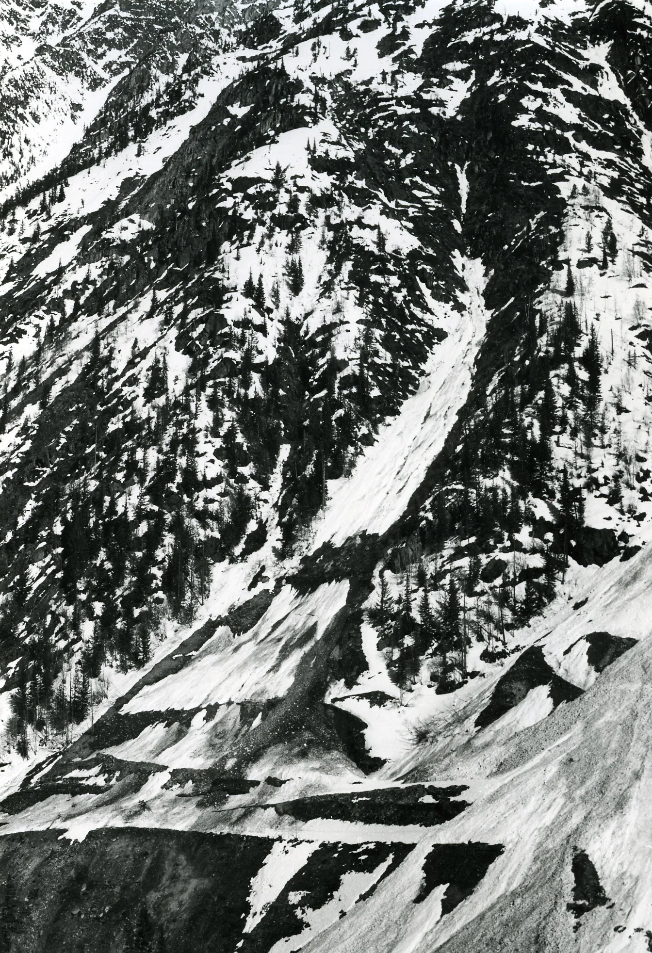 PSA.42 Pioneer avalanche path, partially graded hwy. before construction of snowshed.