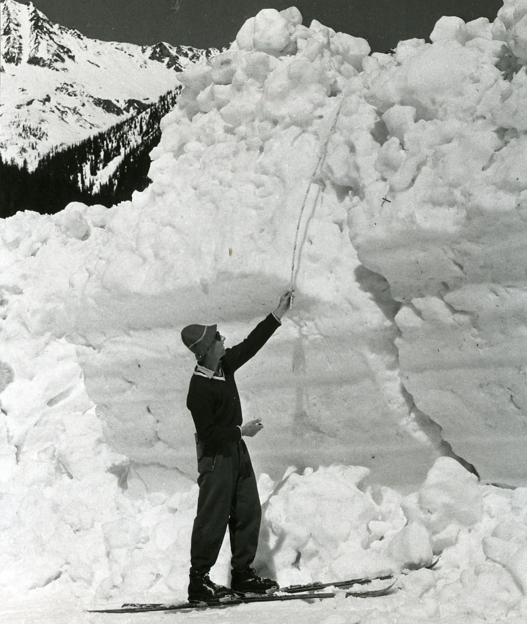 PSA.57 Observation of depth of a wet snow avalanche in spring. 1957