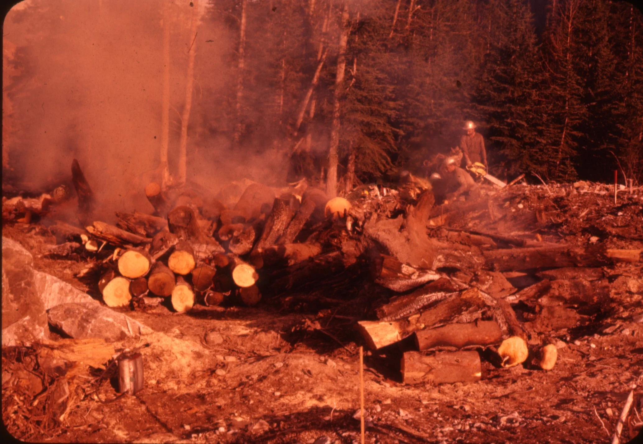 PSS.22 Burning of wood for clearing the highway right-of-way. Oct. 1958