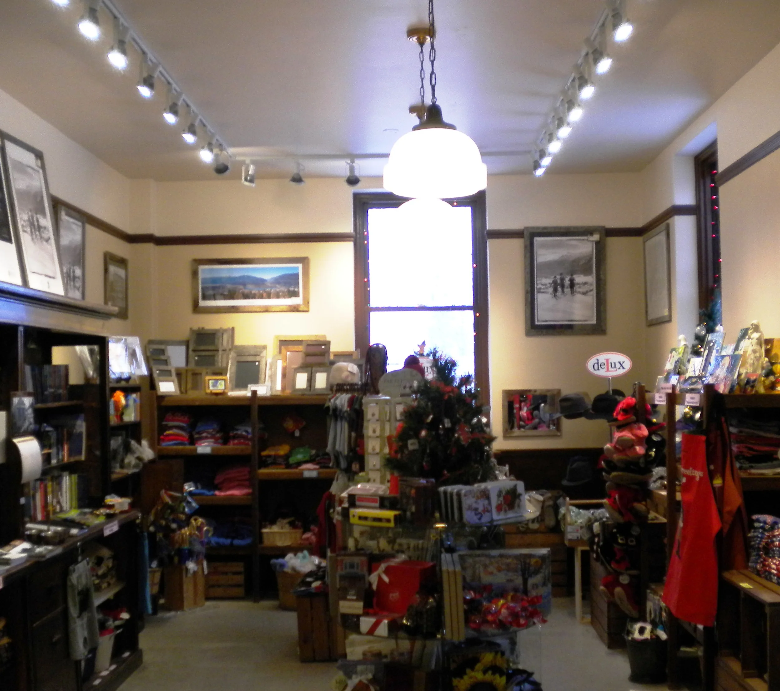 The gift shop has a bright new look with the installation of modern track lighting, and heritage lamps from the former Selkirk School.
