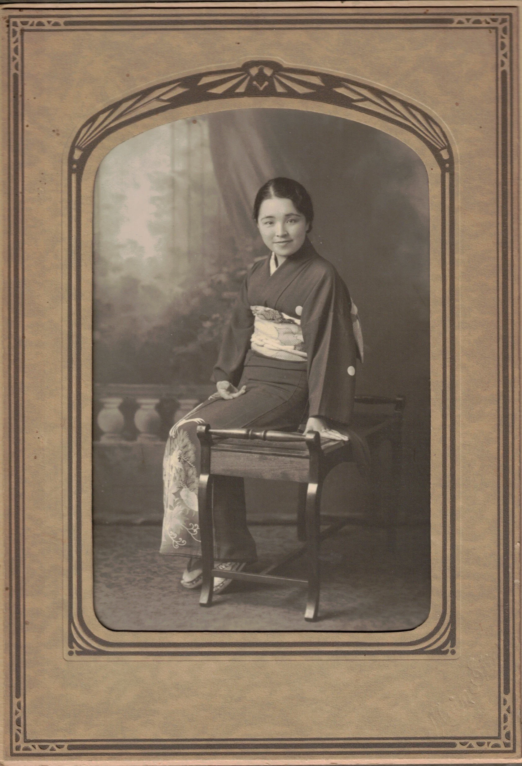 A studio portrait of Mary Masuko Tsuchiya, oldest daughter of Hajime and Tsugi Tsuchiya. October 20, 1934.  P-14441.