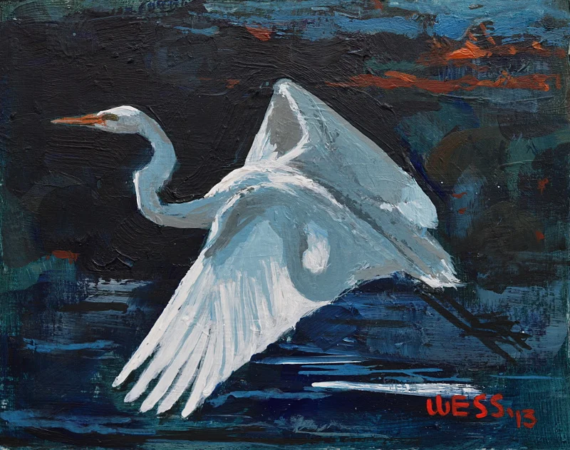 Egret Landing, 8x10", $75