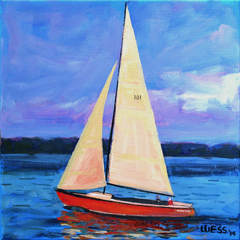 Sailing the Last Light, 16x16", $200 (no. 1011)