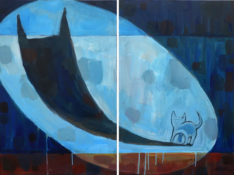 Courage Kitten, diptych, two 36x24”, $1450