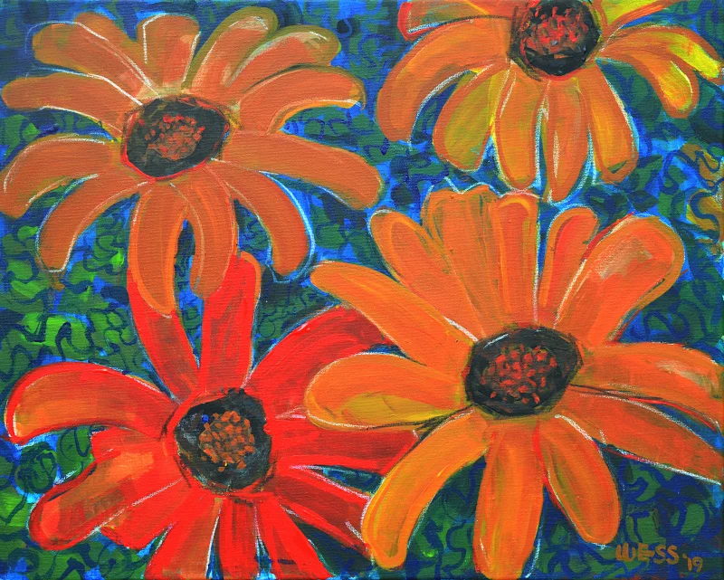 Orange Daisies, 16x20”, $350