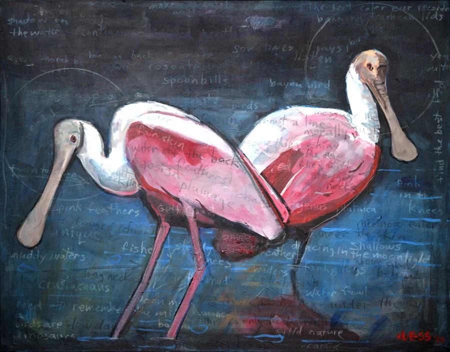 Notes on a Landscape: Spoonbills, 24x30”, SOLD