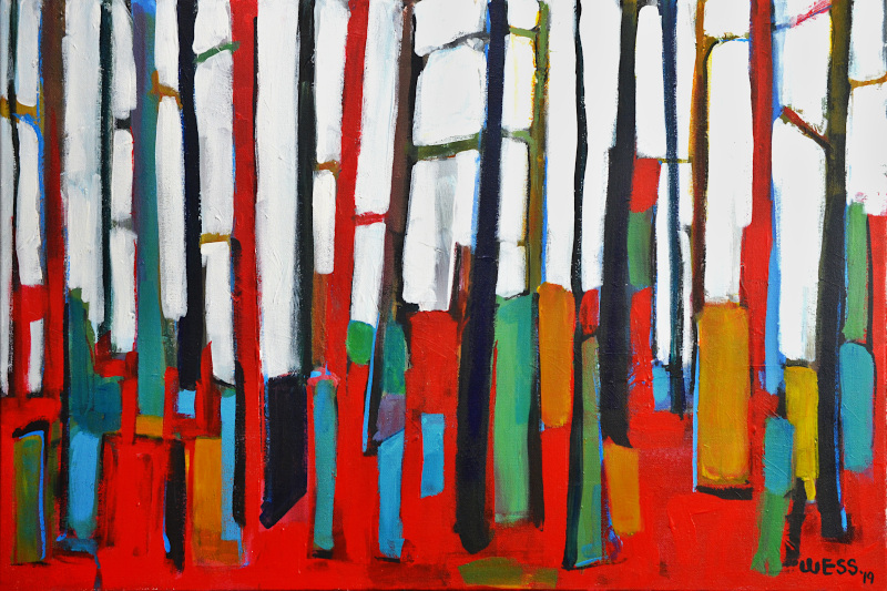 Standing Red #2, 24x36”, $650