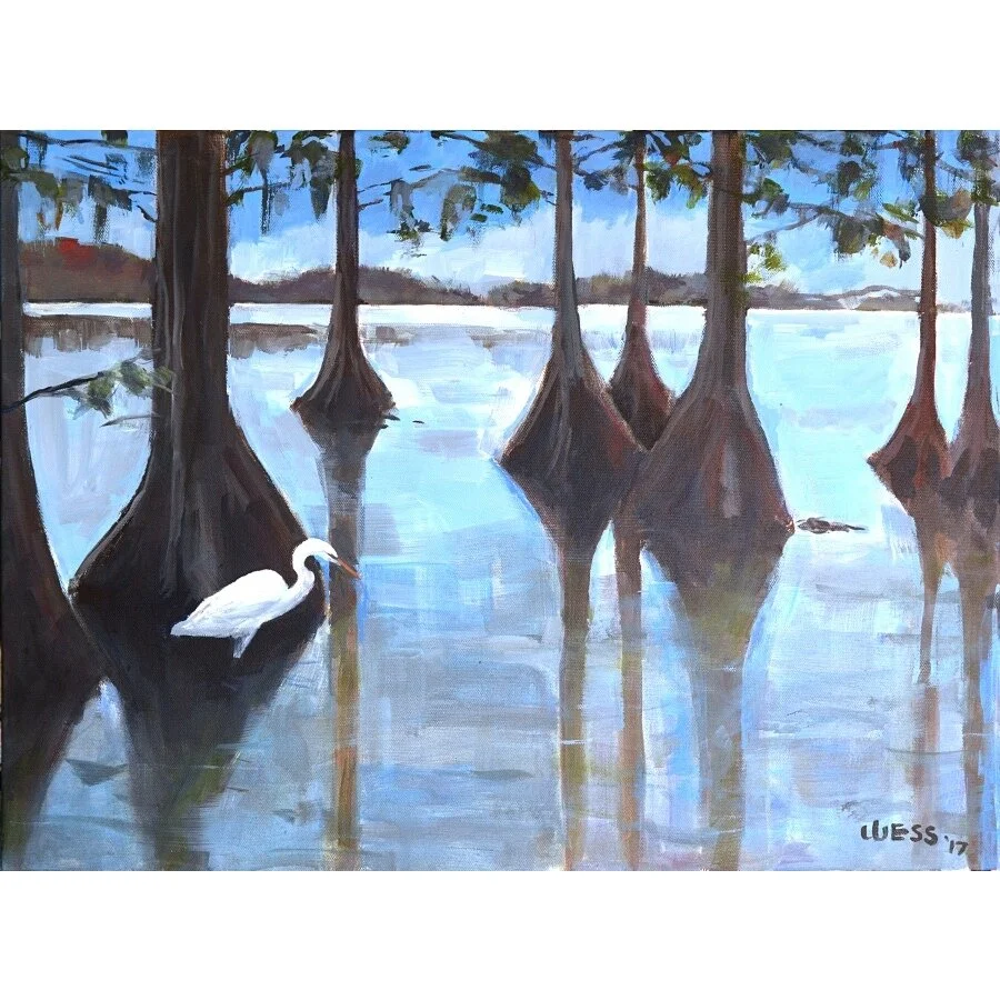 Lake St. John with Egret, 18x24"