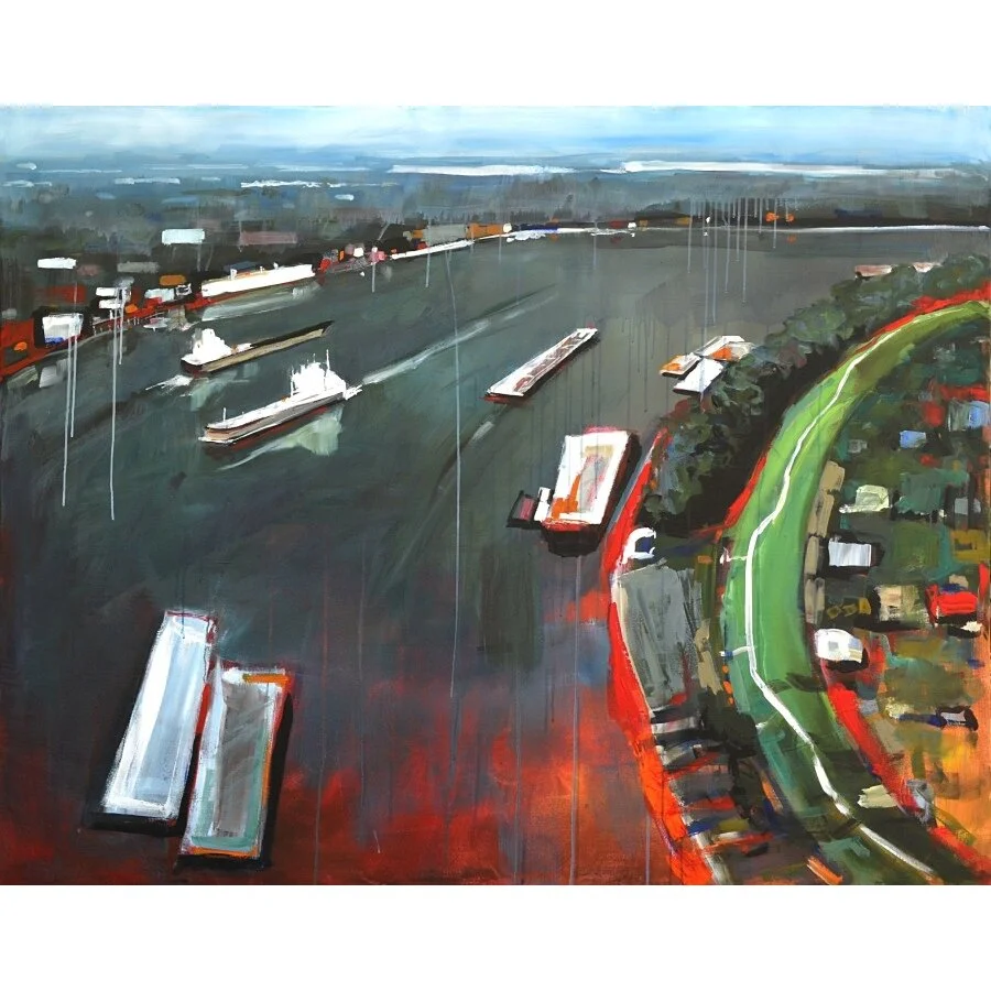 Mississippi River Traffic, 54x67.5"