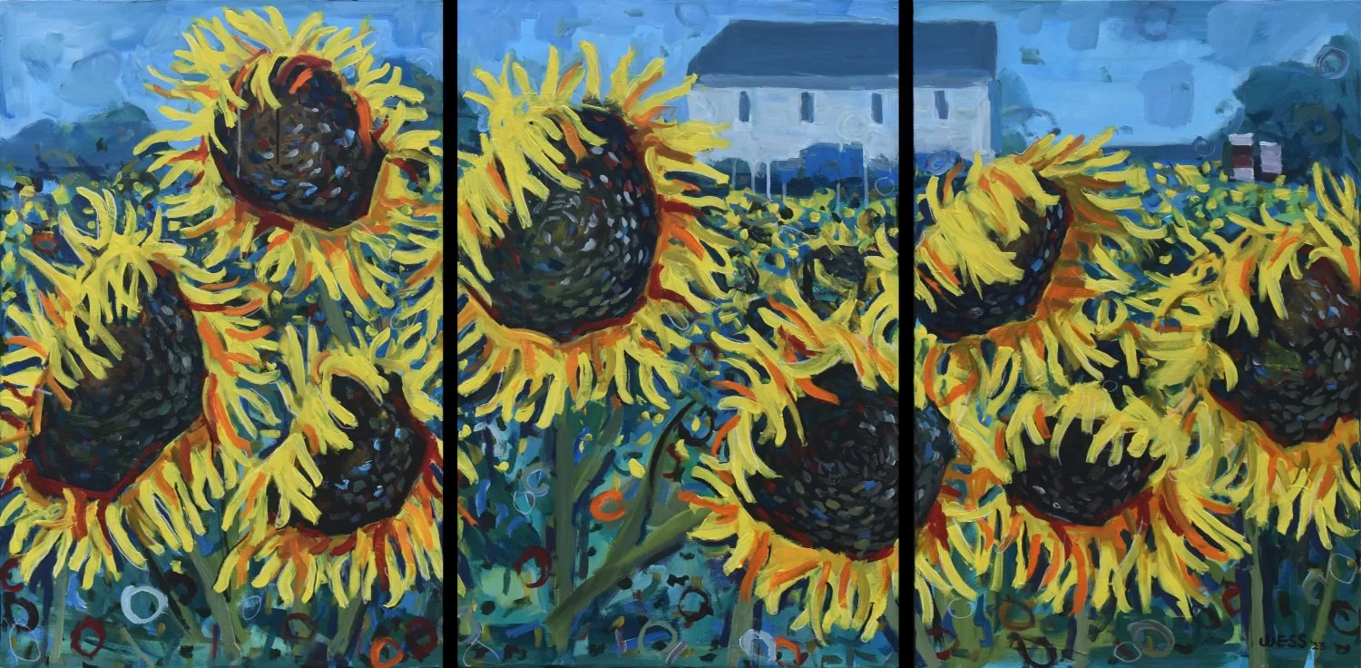 Sunflower Field, triptych (contact if interested)