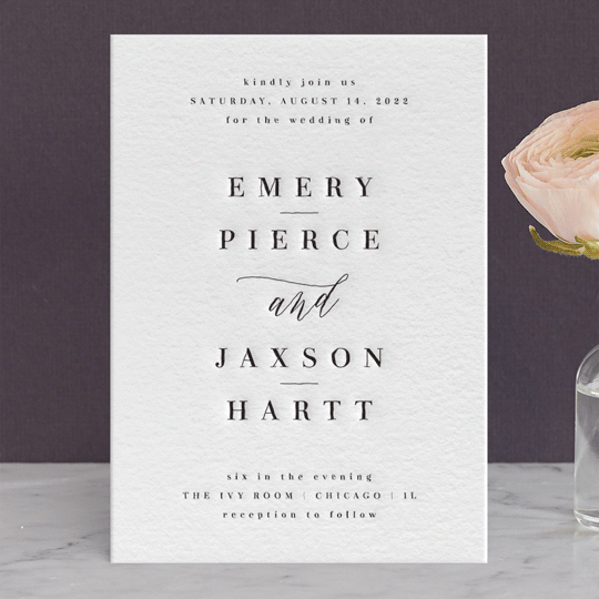 Loft Letterpress Wedding Invitation Suite, exclusively for Minted