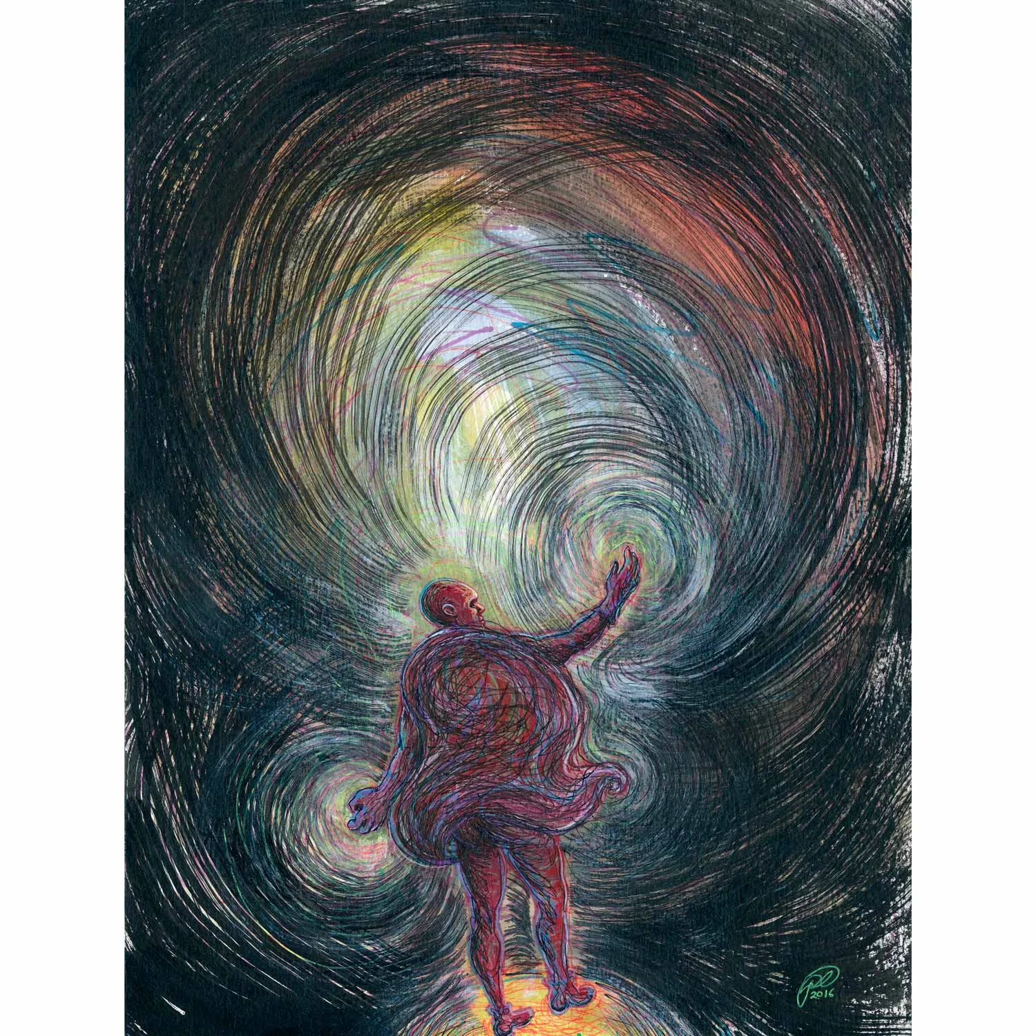 How Will I Use This Power? 2016 Colored pencil, paint marker, and ink on cotton rag paper 11” x 15”