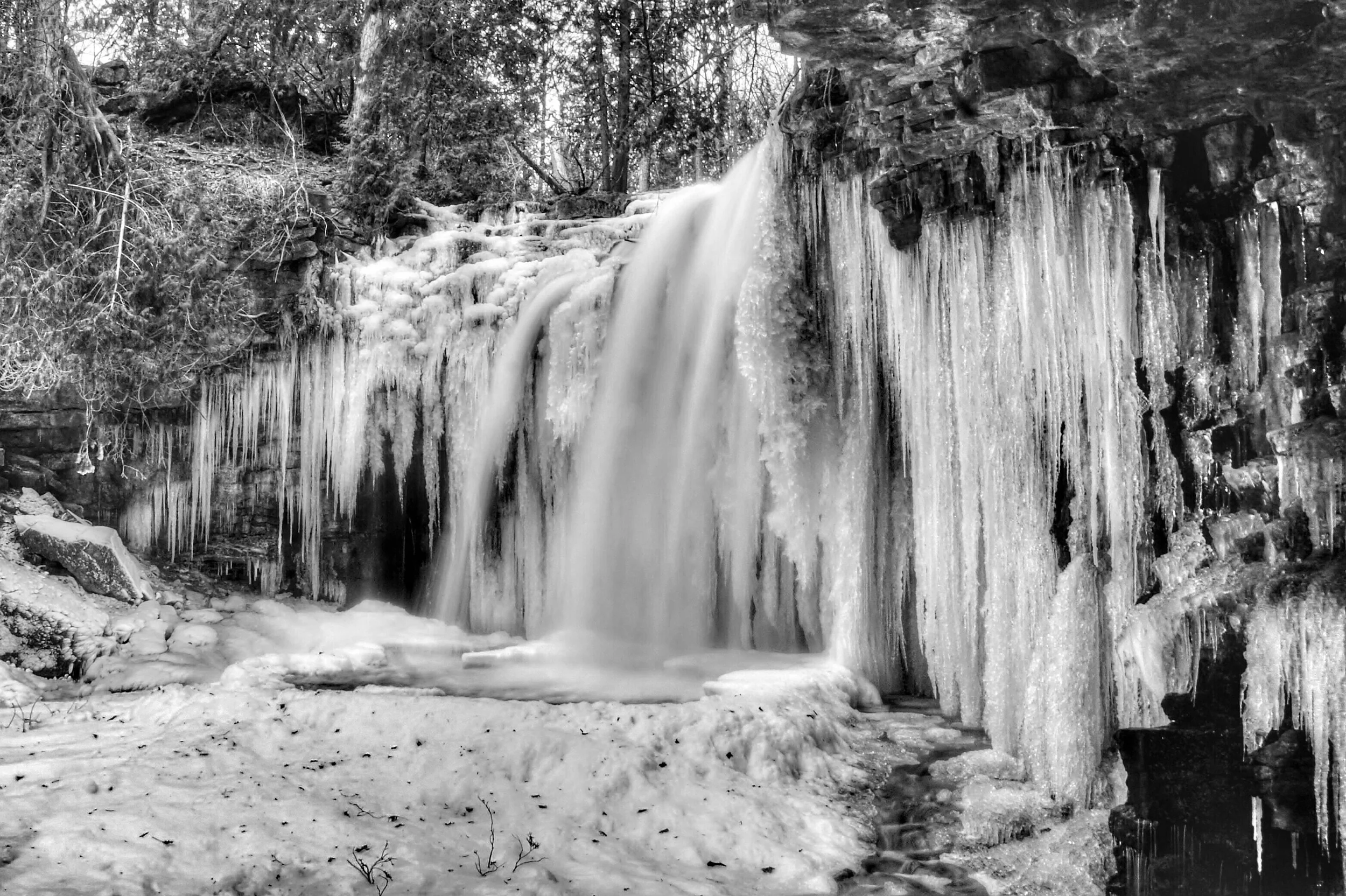 Hilton Falls in Black and White.
