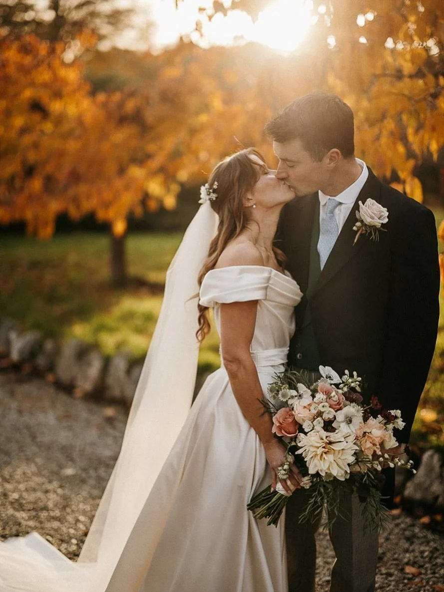 C/B in an autumn sunset at @boconnocweddings