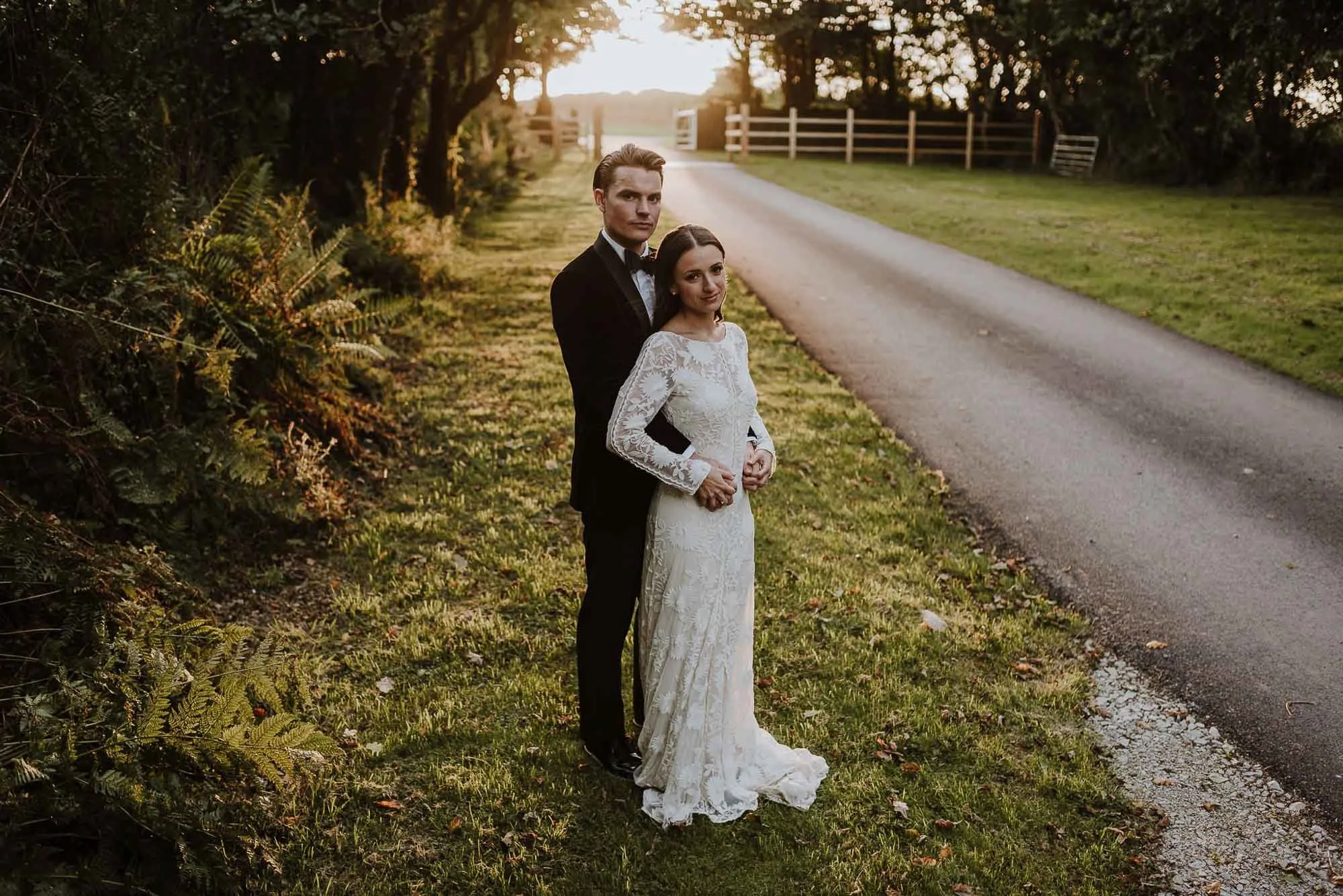 weddng couple at Trevnna Barns