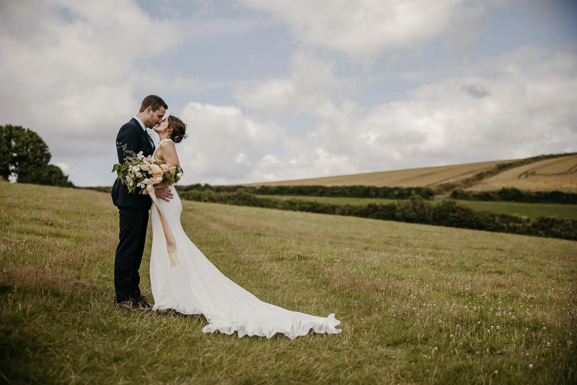 Wedding Couple on headland at Tredudwell Manor