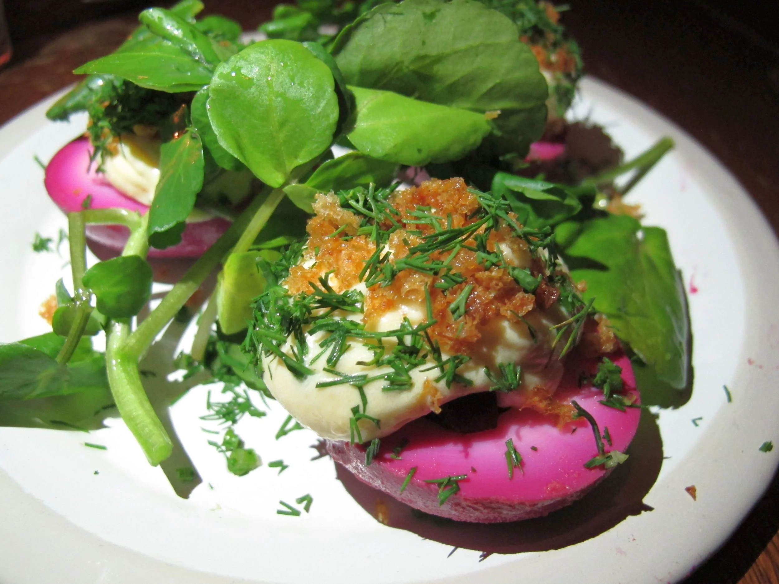 Mary Celeste's deviled eggs with pickled beets