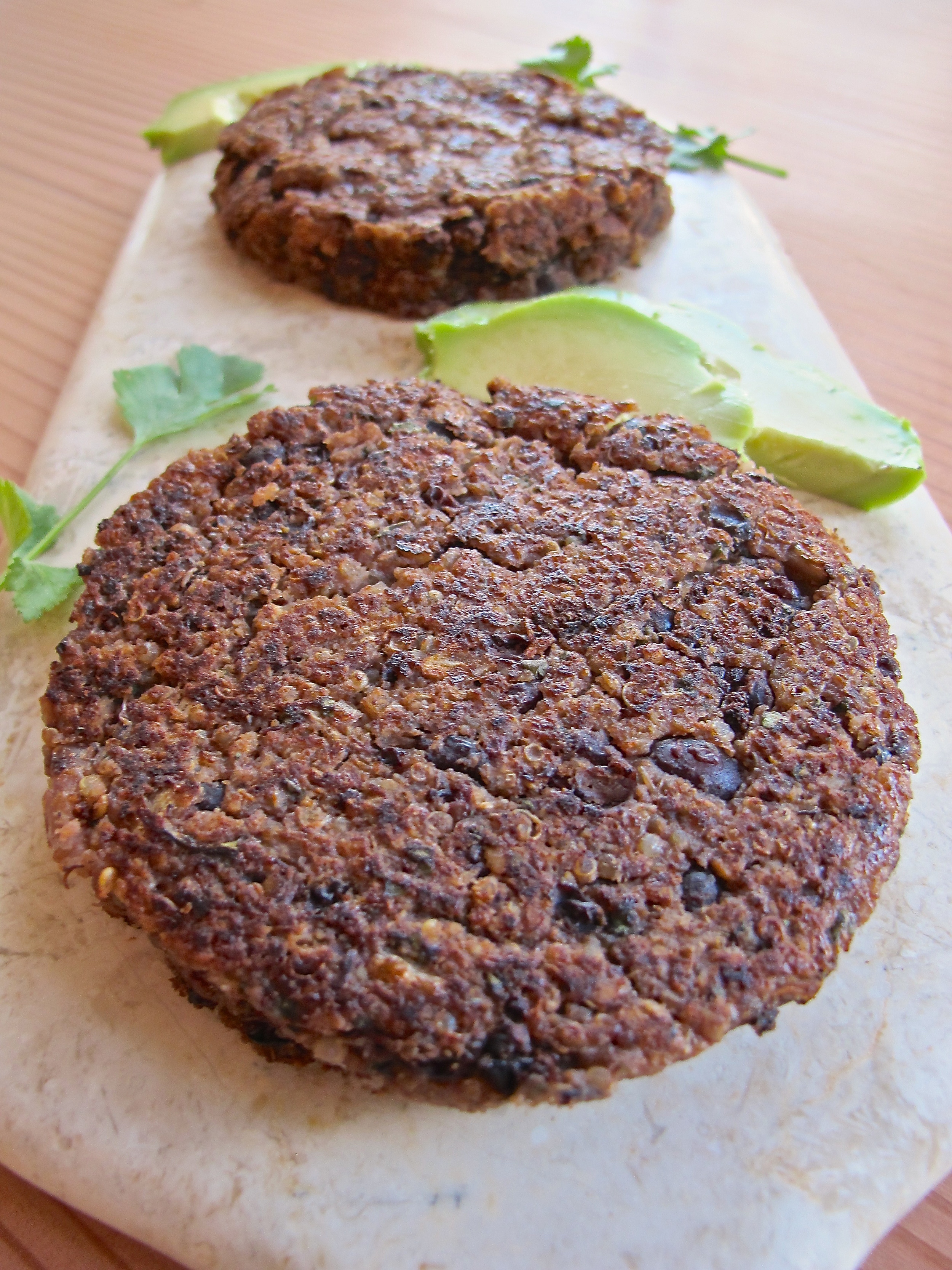 Spicy Black Bean Quinoa Patties with Avocado Sauce {GF, Vegan}