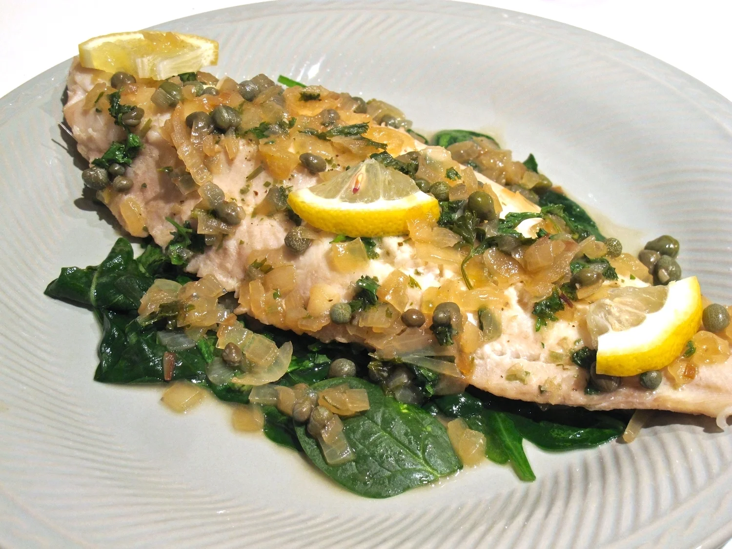Cod in White Wine Lemon Caper Sauce