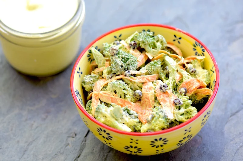 Vegan Broccoli Salad with Cashew Curry Dressing