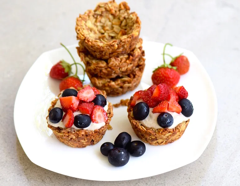Granola Cups with Banana Cream {Vegan, Gluten Free}