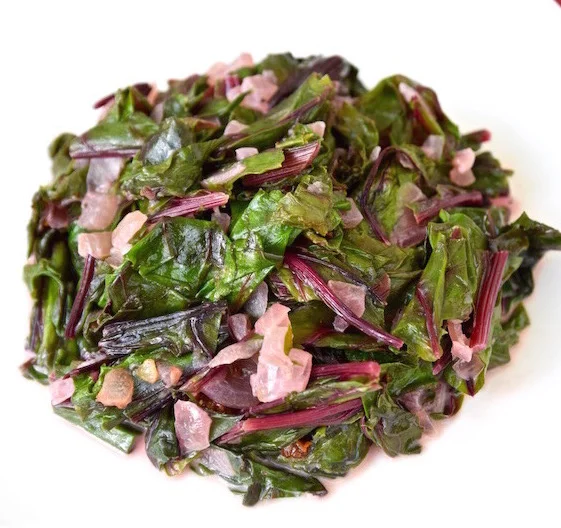 Coconut Braised Beet Greens