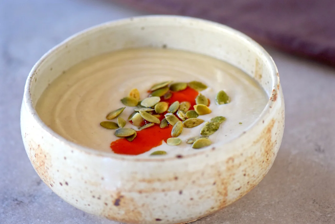 Roasted Cauliflower Soup with Chili Oil {Paleo, Vegan, Whole30}