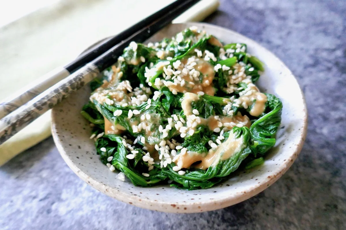 Chilled Japanese Sesame Spinach {Paleo, Whole30, Vegan}