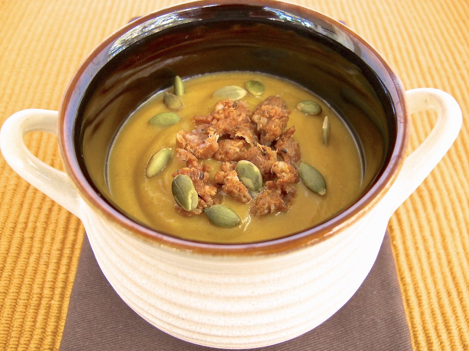 Spicy Butternut Squash Soup with Chorizo {Paleo, Dairy Free}