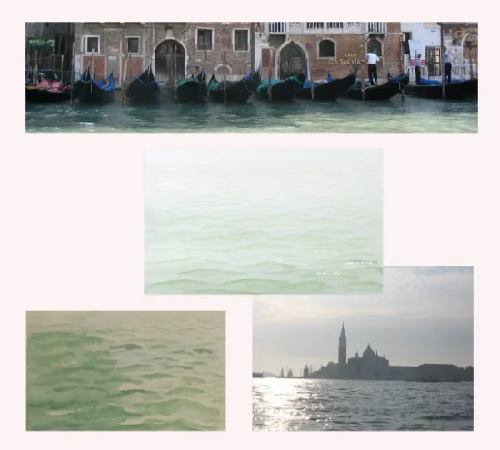 Watercolor studies and photographs of Venetian Waters
