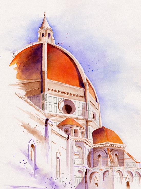 housewarming gift Architecture Print high resolution print Giclee Florence watercolor art Santa Maria del Fiore home decor wall art