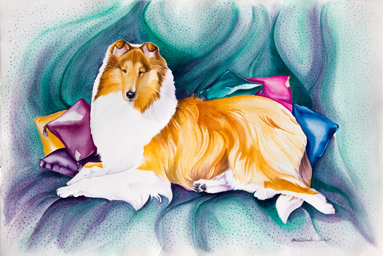 "Lana On Pillows" 15 x 20" ~ Giclee Prints & Cards