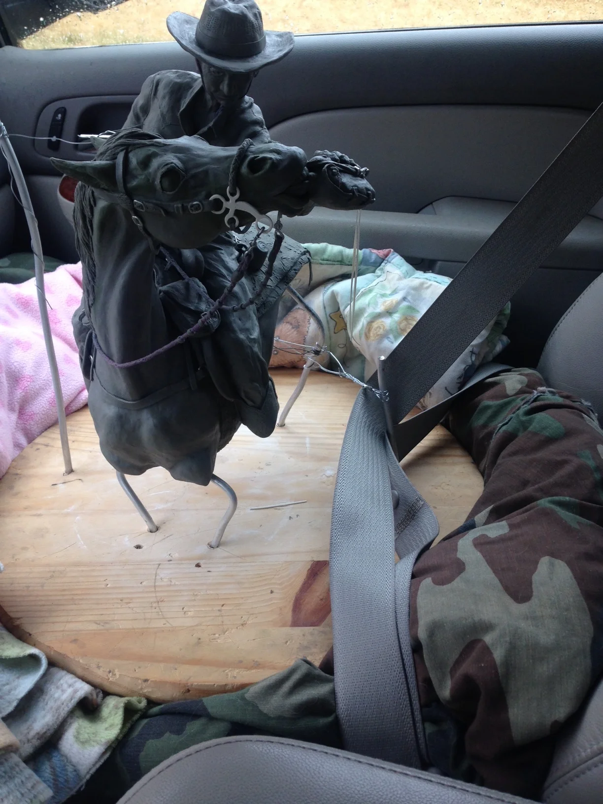 On the way to the foundry. I was so stressed! I should have had Bill go with me so I could babysit it on the drive to Sacramento but Wendell & Nugget arrived safe & sound!! 500 Mile Horses here we come!