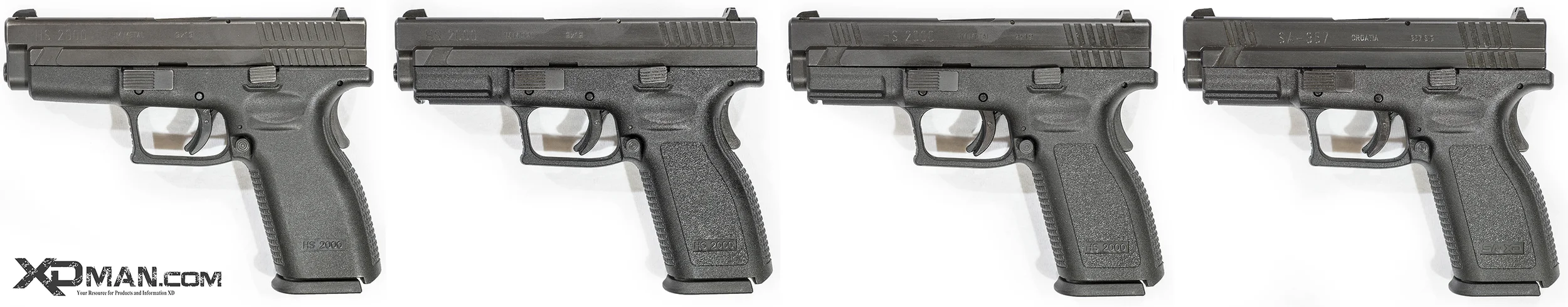 Above are generations 1-3 of the HS2000 pistols, with the last being an SA-357 that was essentially the precursor of the XD Pistol. The generation 0 pistols were never imported into the U.S. and is not pictured. 