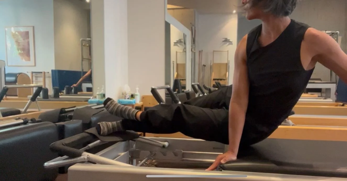 One of the more complex exercises is the reformer system - snake and twist. Requiring strength and flexibility within the body to execute control of movement of carriage. One of Principal Instructor @yung_ok_yoo favourite exercises #Pilates #pilatese