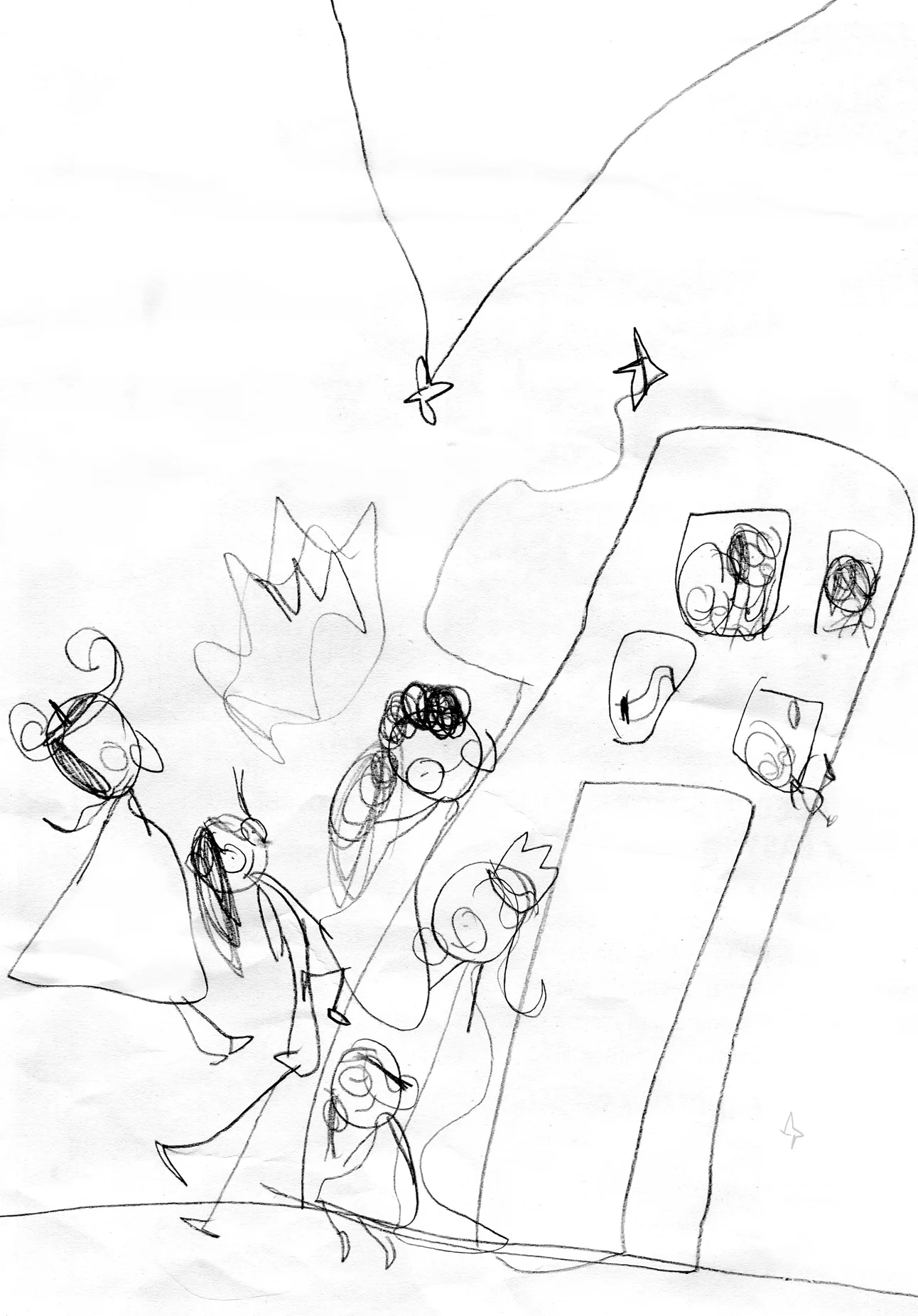 A house and the night sky, she has seven babies by Fiona