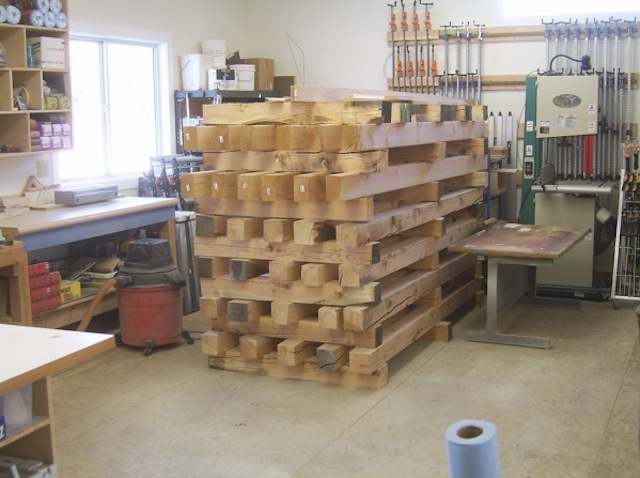 Bunk Of Beams Stacked In Shop