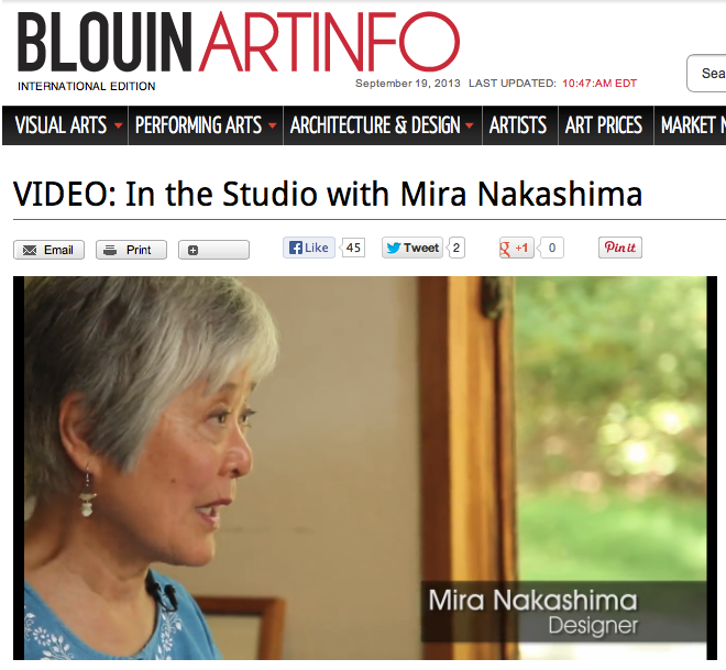 Check out BlouinArtInfo.com for Mira Nakashima video
