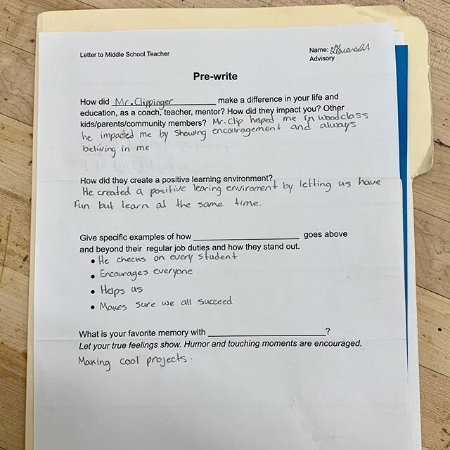 Got this from one of my students last year. This kind of stuff makes my day. #keepcraftalive #kidswoodworking #americancraftsmanworkshop #woodworking