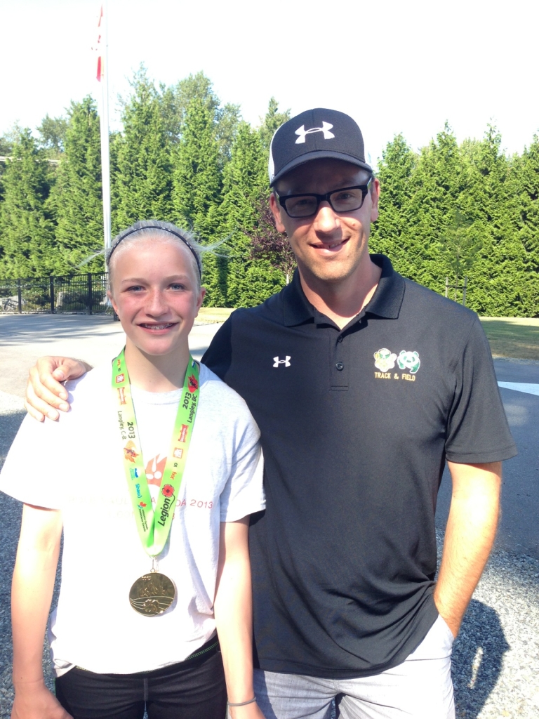 Kassandra Hordal and coach Cory, after winning gold in the Royal Canadian Legion Youth U16 National Championships 