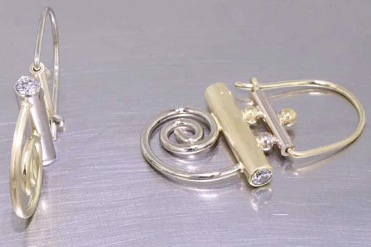 Style #12110316: Diamond "Parts" Earrings, 18KY & 14KW Gold