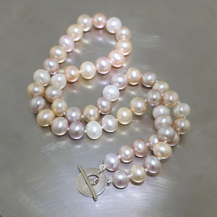 Item #25010144: Multi-color Pastel Freshwater Pearl Strand, 14kt White Gold Toggle Clasp
