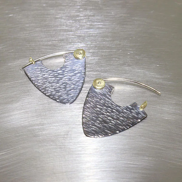 Item # 28110383 - SS/18KY hammer textured earrings