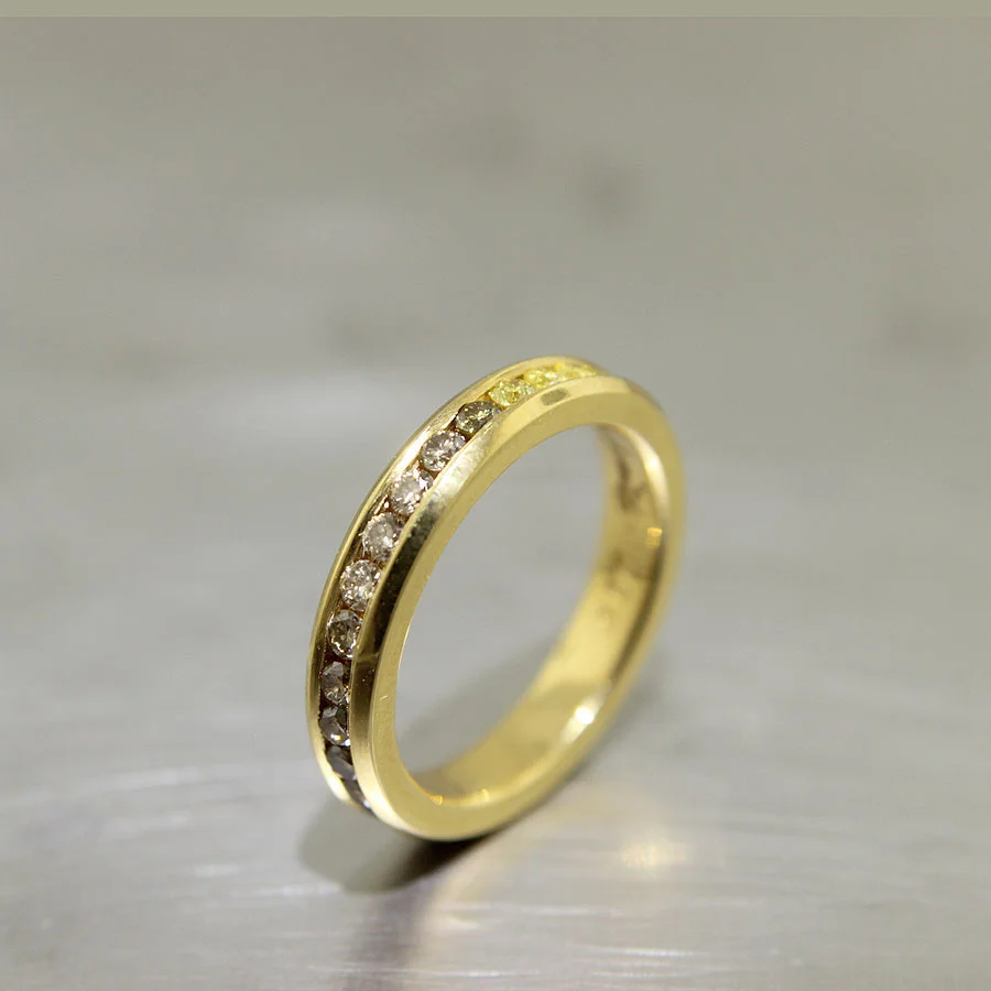 Item 21110085: Channel-Set Multi-Color Diamond Eternity Band, 18KY Gold