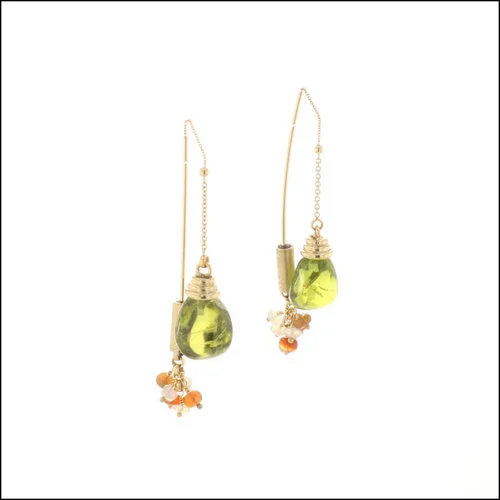Style #23311102 18KY Peridot & Opal Threader Earrings