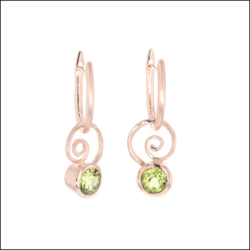 Style #23311110 14K Rose Gold "Huggie" Earrings with Detachable Peridots